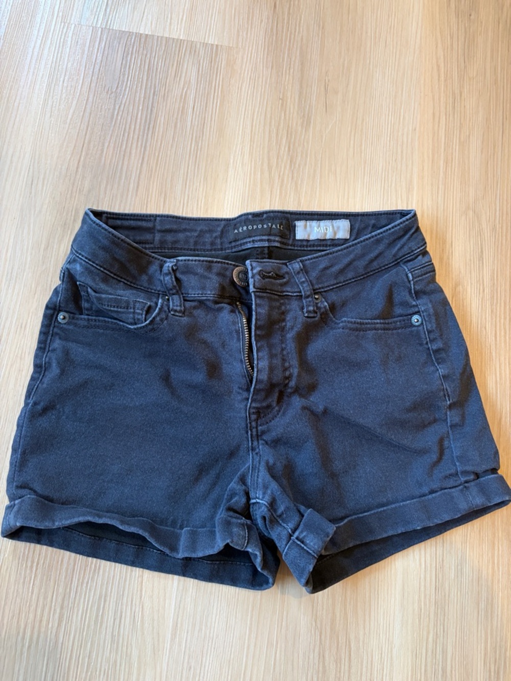 Aeropostale - Women's Black Midi Denim Jean Shorts - 2